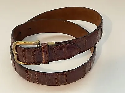 Vintage Saks Fifth Ave. Genuine Crocodile Leather Belt Size 32 Brown Mens • $38.99