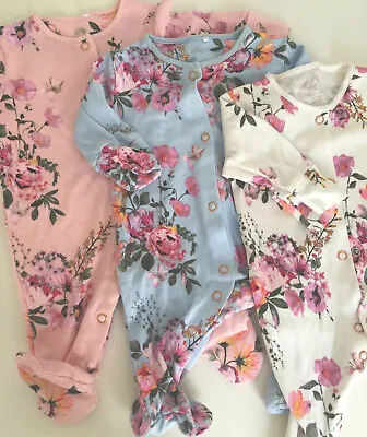 5lb Tiny Early Prem Preemie Baby Girl Clothes Beautiful NEXT Floral Sleepsuits • £9.99