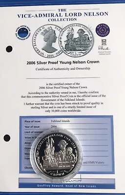 Falkland Islands 2006 Silver Proof Crown Coin ~ Young Nelson & Suckling ~ COA • £26.99