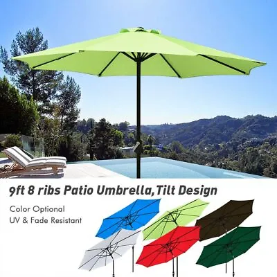 $62 • Buy 2.7m Aluminum Outdoor Patio Umbrella W/ Crank Tilt Strap Garden Yard Beach Pool