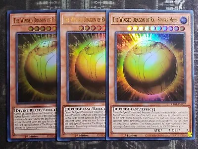 3x THE WINGED DRAGON OF RA SPHERE MODE - Ultra Rare NM Near Mint RA01-EN007 • $3