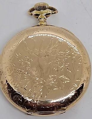 Antique WALTHAM 1908 Gents 15J Ornate Victorian Full Hunter Gold GF Pocket Watch • £200.69