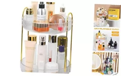 360 Spinning Makeup Organizer Rotating Bathroom Makeup 2-Tier Transparent • $34.21