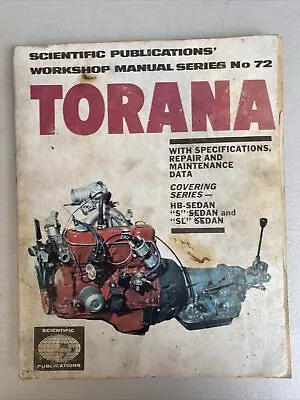 Holden Torana HB S SL Sedan 1967-1969 Car Workshop Manual SP No 72 • $10