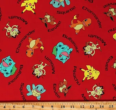 Cotton Pokemon Video Games Characters Nintendo Kids Fabric Print By Yard D187.32 • $13.95