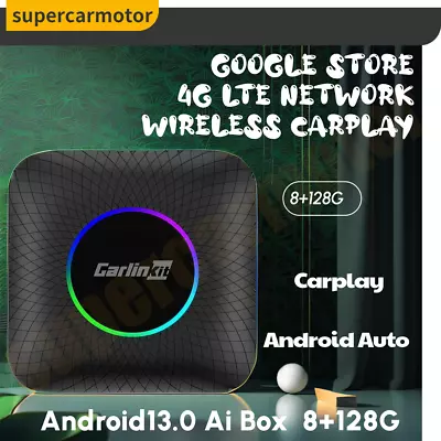 Android13.0 Wireless Apple Carplay Ai Box Android Auto 8+128G Multimedia Player • $154.84