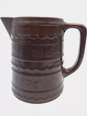 MARCREST Brown Glazed DAISY AND DOT Ceramic STONEWARE PITCHER 6 1/4 Inch NICE! • $9.99