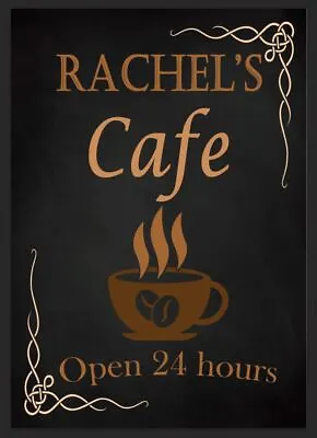 Personalised Cafe Kitchen Sign Wall Plaque Pantry Home Coffee Tea Gift Present • £6.99