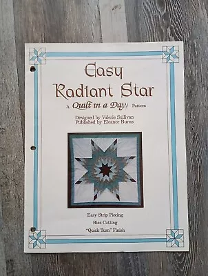 Vtg. 80's Radiant Star Quilt Pattern Booklet By The Quilt In A Day Series D-6 • $6.79