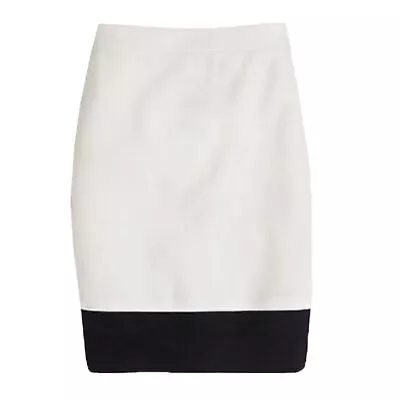 J. Crew The Pencil Skirt Womens 8 Wool Blend Color Block Ivory Black Capsule • $18.96