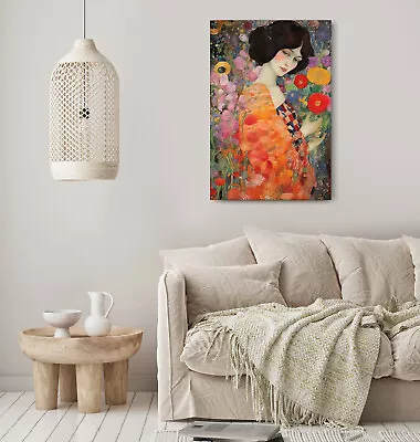 Woman & Flowers Portrait Canvas Wall Art Framed Picture Print Living Room Decor • £18.99