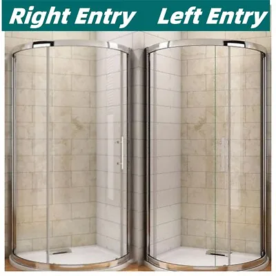 Walk In Quadrant Shower Enclosure 6mm Chrome EasyClean Glass Door 1850mm Height • £89