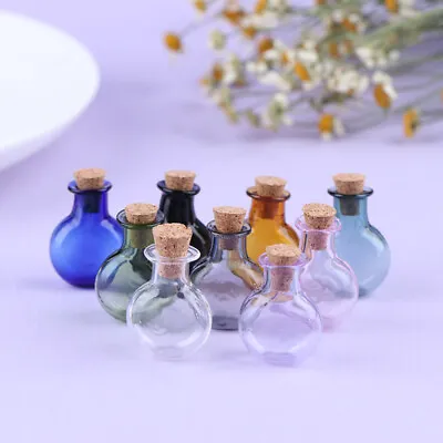 2Pcs Mini Glass Bottles Wishing Bottle With Corks Tiny Jars Vials Storage Botou • $2.67