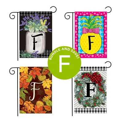 Seasons Monogram Letter F Garden Flag Bundle - Set Of 4 - 12.5  X 18  Gift Set • $19.99