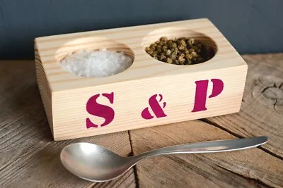 Eco-friendly Salt And Pepper Pinch Pots Handmade From Pine With S & P Stencil • £11.99