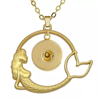 Brand New Necklace For Ginger Snap Style Jewelry Gold Tone Mermaid Charm #0828 • $6