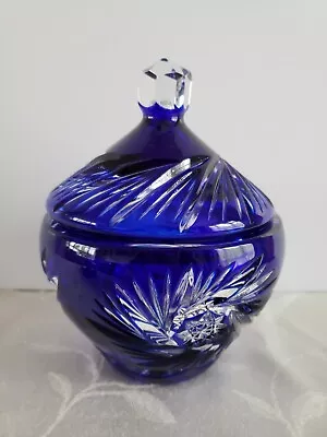 £36.99 • Buy Bohemian  Crystal Cut Cobalt Blue Candy Bowl Glass In Great Condition
