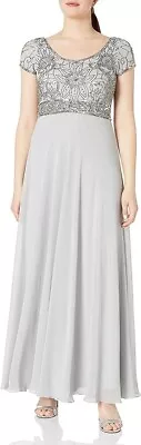 F2 J Kara Women's Long Empire Waist Dress Silver/Mercury Size 22W • $44.99