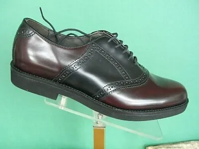 Vintage Men's Keith Highlanders Black & Cordovan Saddle Shoes 8 1/2 D USmade NOS • $79