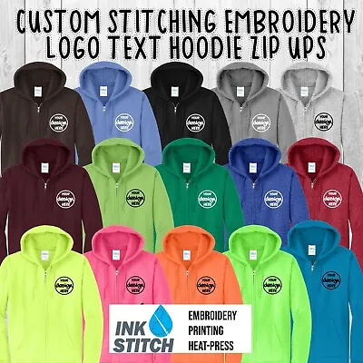 Ink Stitch Unisex Design Your Own Custom Printed Hoodie Zip Up Sweatshirts • $43.99