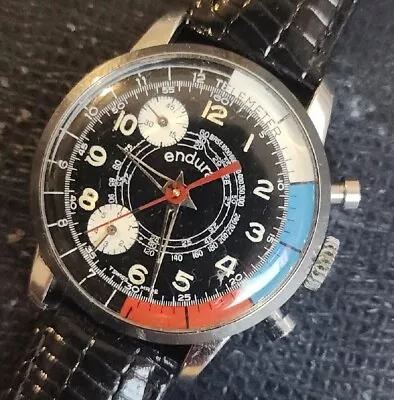 Vintage Endura Telemeter Chrono Look Multi Registers  DialNew Band & Just $erv • $355