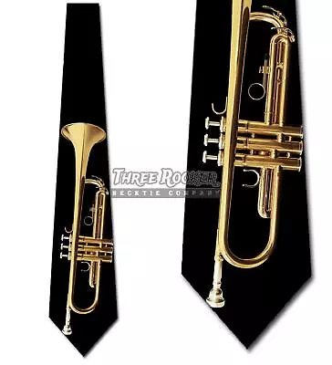 Brass Trumpet Tie Black Men's Music Jazz Neck Ties Necktie Brand New • $18.75