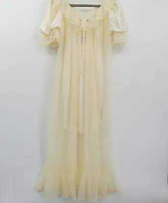 Vintage Tosca Lingerie Lace Ruffle Nightgown & Chemise Size L Cream Sheer Bridal • $52.18