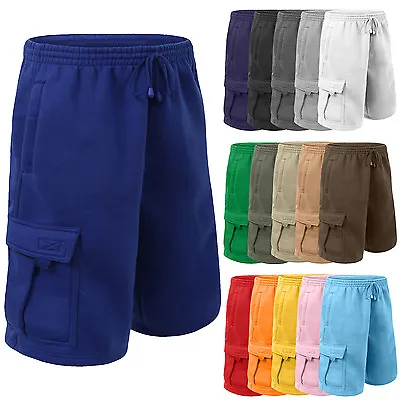 NE PEOPLE Mens Comfy Baggy Fleece Cargo Sweat Shorts With Drawstring [NEMP07] • $30.99