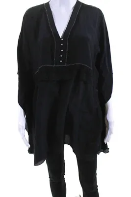 4 Love And Liberty X Johnny Was Womens Black Lace Trim Wing Blouse Top Size S • $42.69