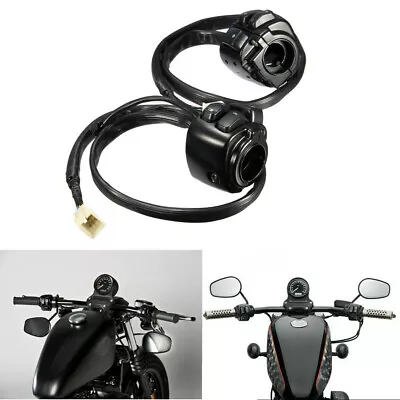 1 Pair Black Motorcycle 1 25mm Handlebar Control Switch With Wiring Harness New • $33.88