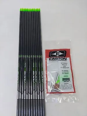 12pk Easton Axis Carbon 400 Spine 5mm 119103: Uncut Shafts W/ X Nocks & Inserts • $123.99