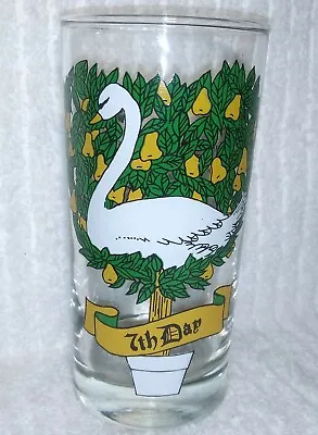 7th Day Swans Swimming Glass Drinking Anchor Hocking 12 Days Christmas Vintage • $19.99