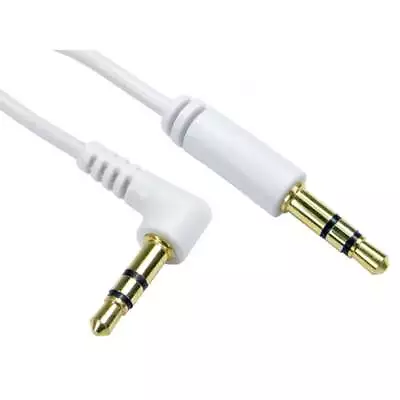 1m 3.5mm Jack To Jack Right Angle AUX Cable Lead Stereo Straight Plug GOLD White • £1.99