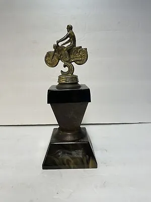 Vintage 1950’s Motorcycle Bike Racing Trophy On Celluloid Base Harley Indian 10” • $49.99