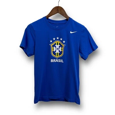 $11.90 • Buy Nike Brasil National Soccer Team Graphic T Shirt Blue Slim Fit Size Small 17x26