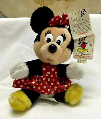 Vintage Minnie Mouse 7  Seated Plush Walt Disney Company Plastic Eyes Nose Tags • $9.99