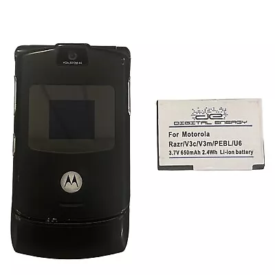 Motorola V3 (AT&T) Black 3G Flip Cell Mobile Phone Vintage W/ Battery FOR PARTS • $8.95