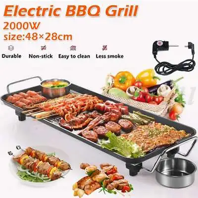 2000W Kitchen Electric BBQ Grill Teppanyaki Hot Plate Nonstick Smokeless Surface • $45.79