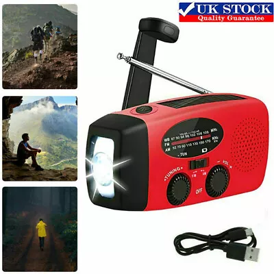 £13.39 • Buy Portable AM FM Hand Crank Solar Wind Up Radio Dynamo USB Charger Light Gifts UK