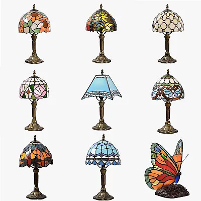 Tiffany Table Lamps Bedside Stained Glass Vintage Decor Bedroom Desk Light 14  • $89.09