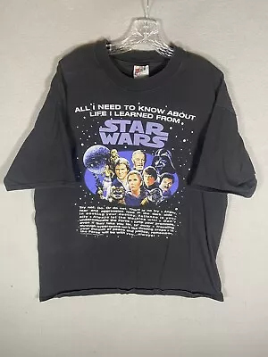 Star Wars True Vintage All I Need To Know About Life Tshirt Tee XLarge XL 1996 • $69.99