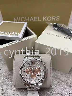 Michael Kors MK8515 Lexington Silver Crystal Pave Stainless Steel Women's Watch • $97