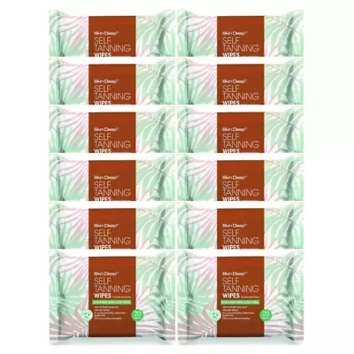 Skin Deep Self Tanning Wipes For Face & Body With Aloe Vera 20 Wipes Pack Of 12 • £16.49