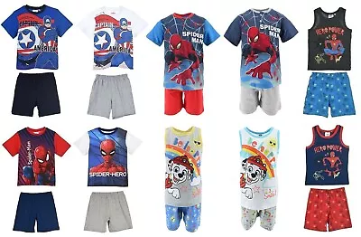 Boys Avengers Fireman Sam Paw Patrol Spiderman Pyjamas Pjs Shorts  Sleepwear • $17.59