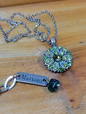 Signed Mariana Guardian Angel Pendant With Peridot Green Swarovski Crystals • $69.99