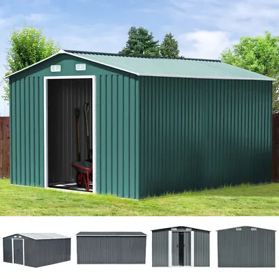 12 X 10FT Metal Garden Shed Outdoor Storage House Heavy Duty Tool Organizer Box • £599.95