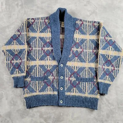 Vintage Hilda Ltd Men’s Large Pure Wool Icelandic Cardigan Sweater Button Up  • $97.95