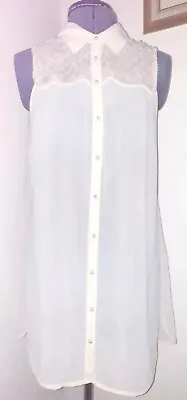 $10.39 • Buy Vero Moda Beige/Cream Cowboy Pearl Shirt Sz M/12