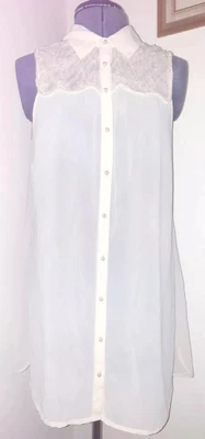 $10.39 • Buy Vero Moda Beige/Cream Cowboy Pearl Shirt Sz M/12