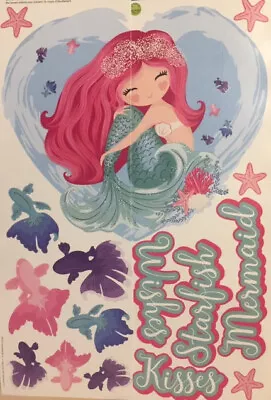 STARFISH WISHES Wall Stickers 17 Decals Girl's Bedroom Tween MERMAID Fish Heart • $7.95